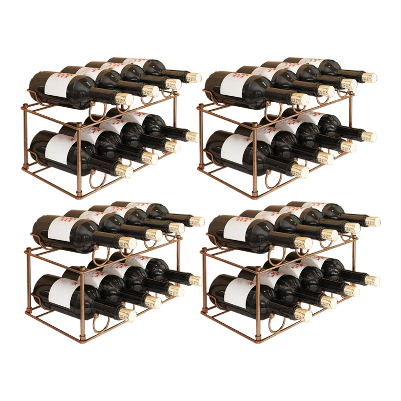 Contemporary Metal Wine Rack Bottle Tabletop Or Countertop Free-Stand Bottle Holder
