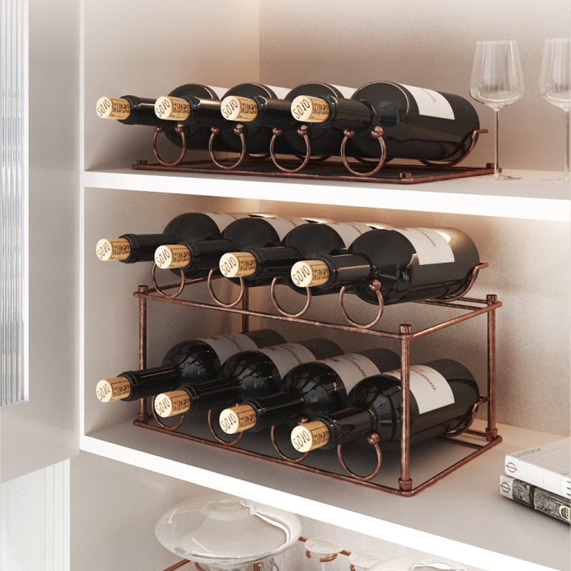 Contemporary Metal Wine Rack Bottle Tabletop Or Countertop Free-Stand Bottle Holder