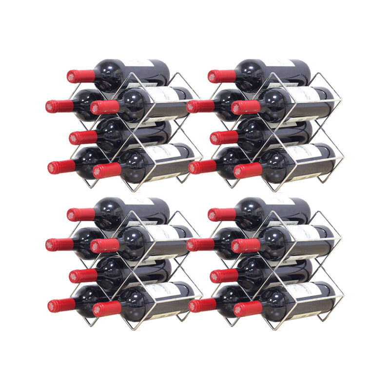 Contemporary Metal Wine Rack Bottle Tabletop Or Countertop Free-Stand Bottle Holder
