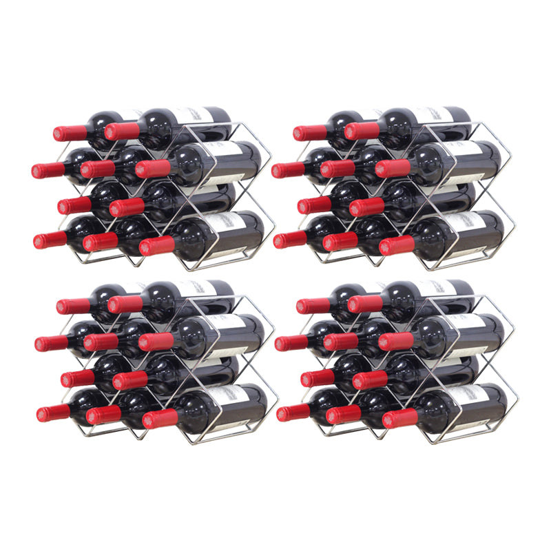 Contemporary Metal Wine Rack Bottle Tabletop Or Countertop Free-Stand Bottle Holder