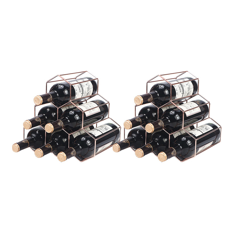Contemporary Metal Wine Rack Bottle Tabletop Or Countertop Free-Stand Bottle Holder