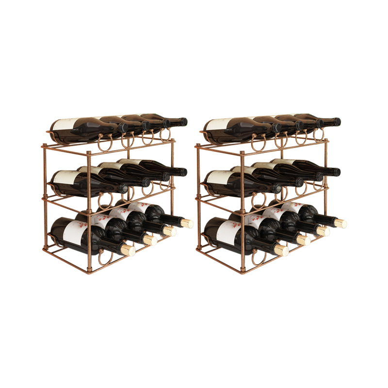 Contemporary Metal Wine Rack Bottle Tabletop Or Countertop Free-Stand Bottle Holder
