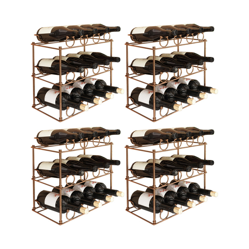 Contemporary Metal Wine Rack Bottle Tabletop Or Countertop Free-Stand Bottle Holder
