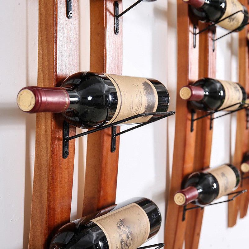 Mid-Century Modern Wine Holder Rack Wall Mounted Pine Wine Shelf
