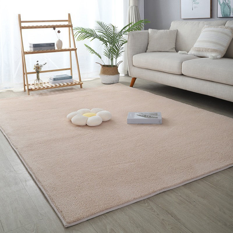 Villus Solid Color Rug Living Room Rectangle Shape Carpet Polyester Washable Area Rug