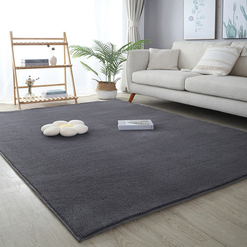 Villus Solid Color Rug Living Room Rectangle Shape Carpet Polyester Washable Area Rug