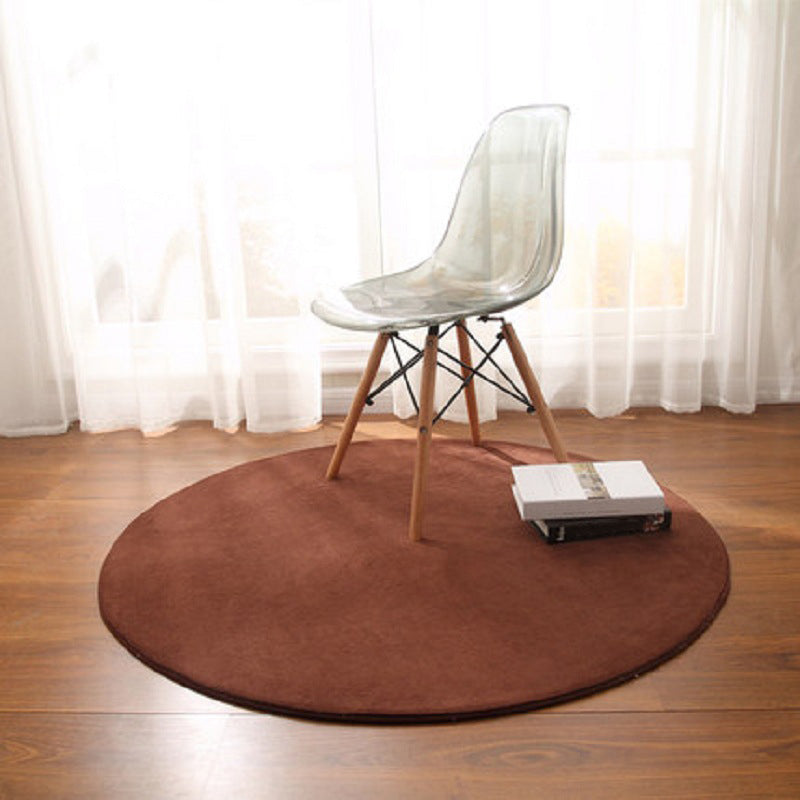 Circular Shape Villus Solid Color Rug Stain Resistant Loom Rug for Bedroom