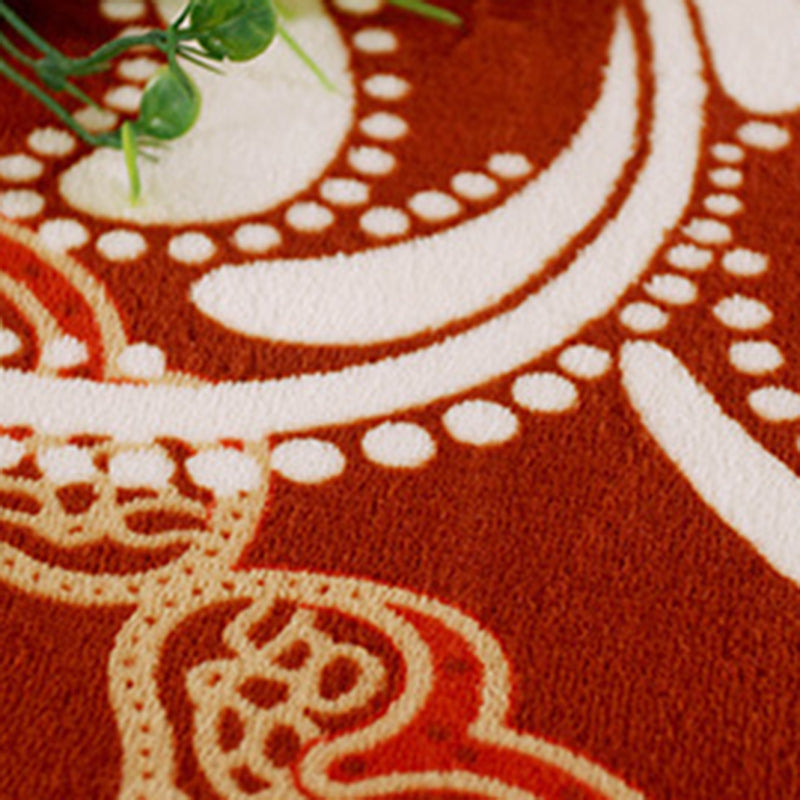 Circular Shape Villus Solid Color Rug Stain Resistant Loom Rug for Bedroom