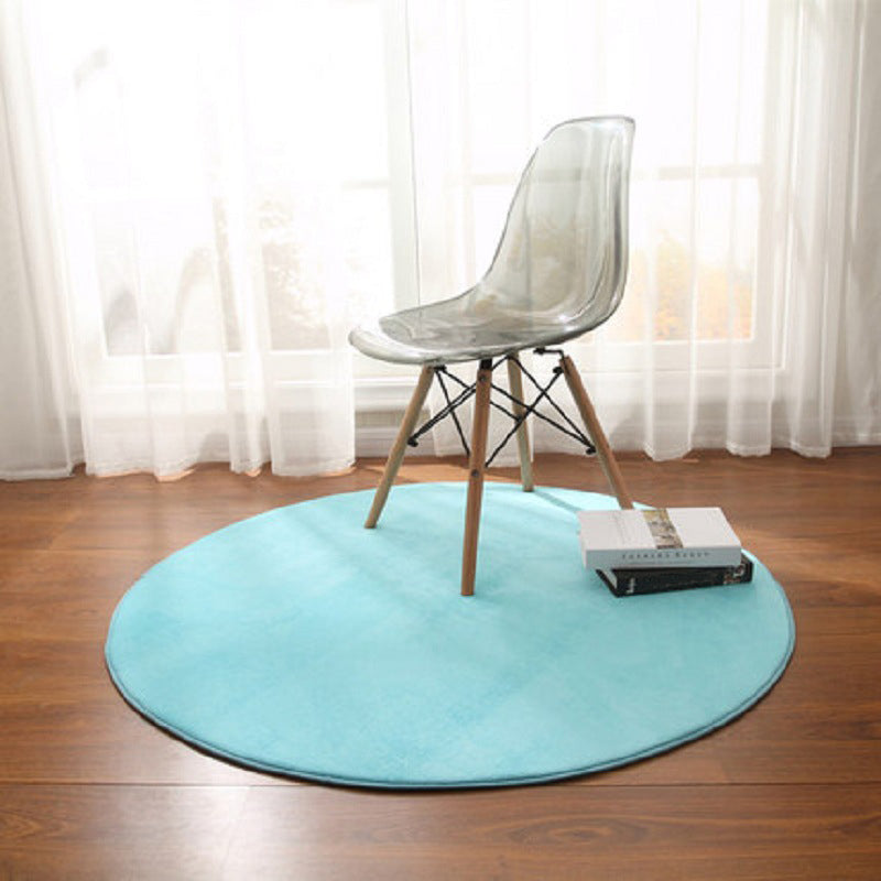 Circular Shape Villus Solid Color Rug Stain Resistant Loom Rug for Bedroom