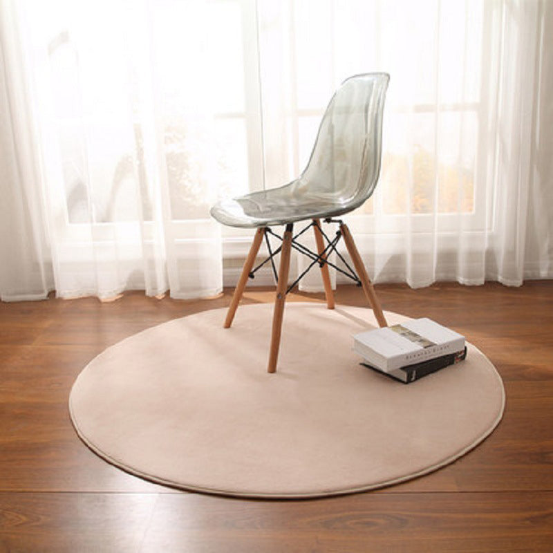 Circular Shape Villus Solid Color Rug Stain Resistant Loom Rug for Bedroom