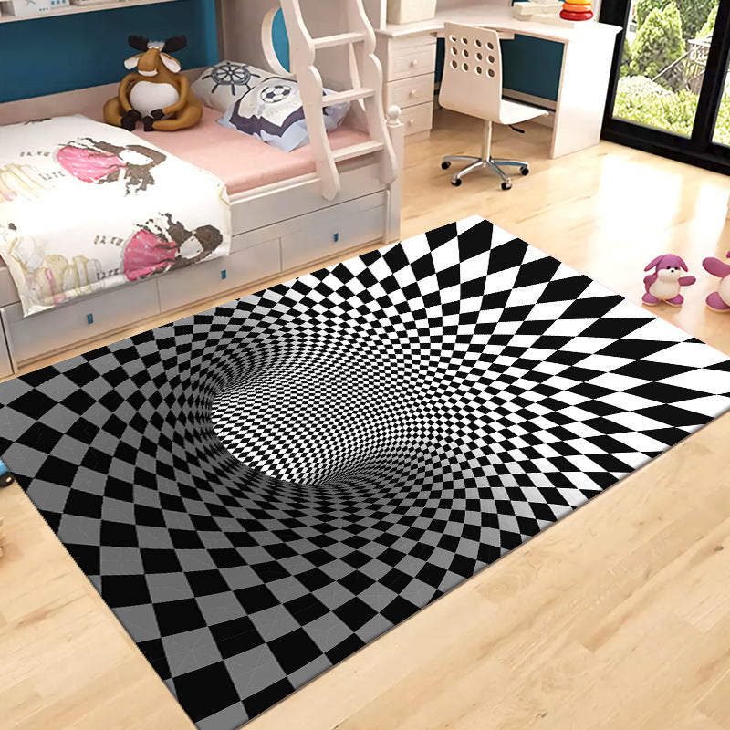 Creative Geometry Rug Rectangle Shape Stain Resistant Shape Rug for Home Decor