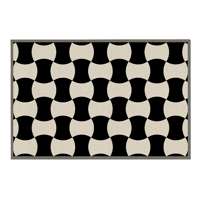 Modern Style Geometric Rug Rectangle Shape Living Room Carpet Polyester Washable Area Rug