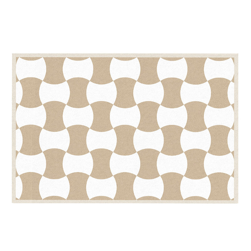 Modern Style Geometric Rug Rectangle Shape Living Room Carpet Polyester Washable Area Rug