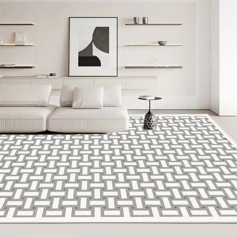 Modern Style Geometric Rug Rectangle Shape Living Room Carpet Polyester Washable Area Rug