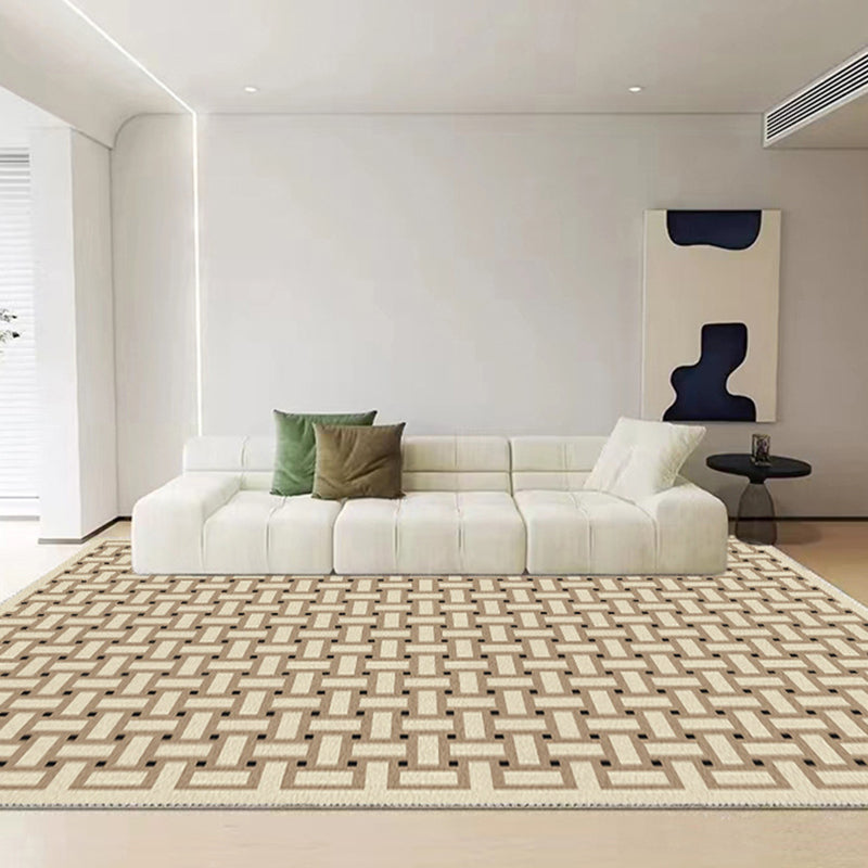 Modern Style Geometric Rug Rectangle Shape Living Room Carpet Polyester Washable Area Rug