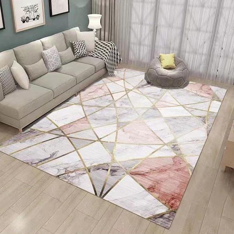 Modern Style Rug Geometric Pattern Living Room Carpet Polyester Washable Area Rug