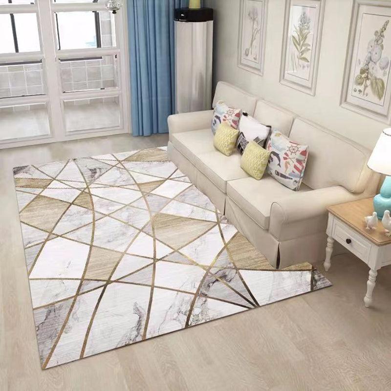 Modern Style Rug Geometric Pattern Living Room Carpet Polyester Washable Area Rug