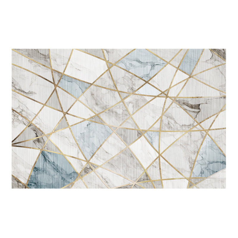 Modern Style Rug Geometric Pattern Living Room Carpet Polyester Washable Area Rug