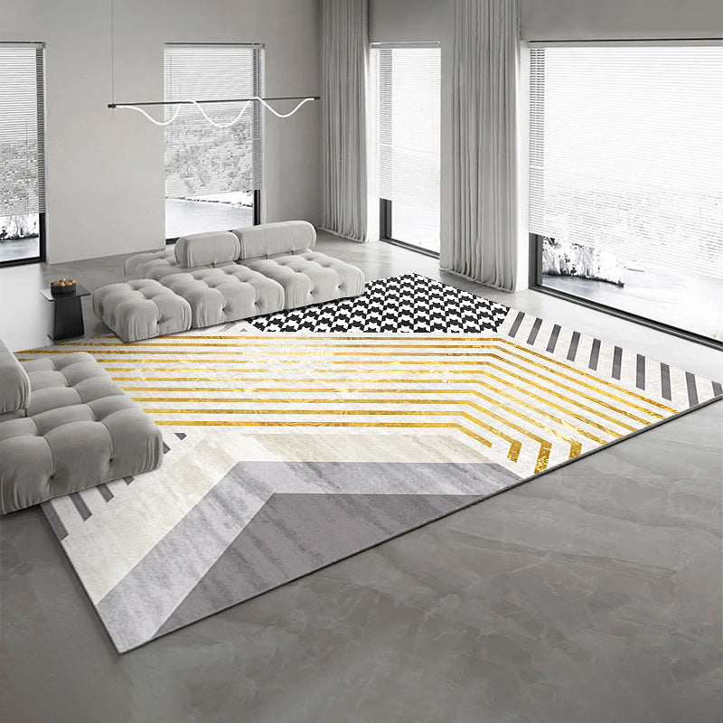 Light Luxury Style Rug Rectangle Shape Living Room Carpet Polyester Washable Area Rug