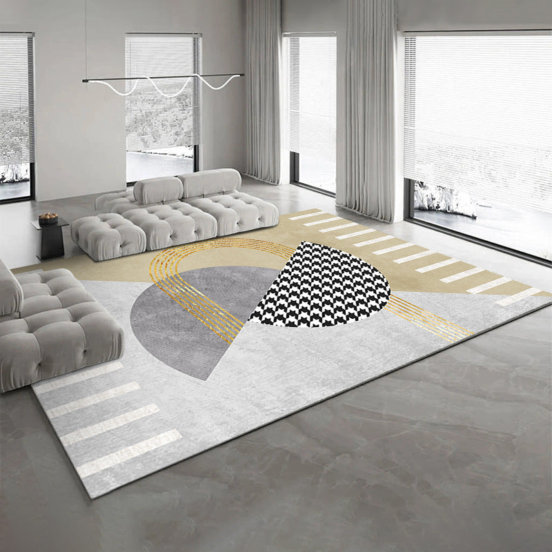 Light Luxury Style Rug Rectangle Shape Living Room Carpet Polyester Washable Area Rug