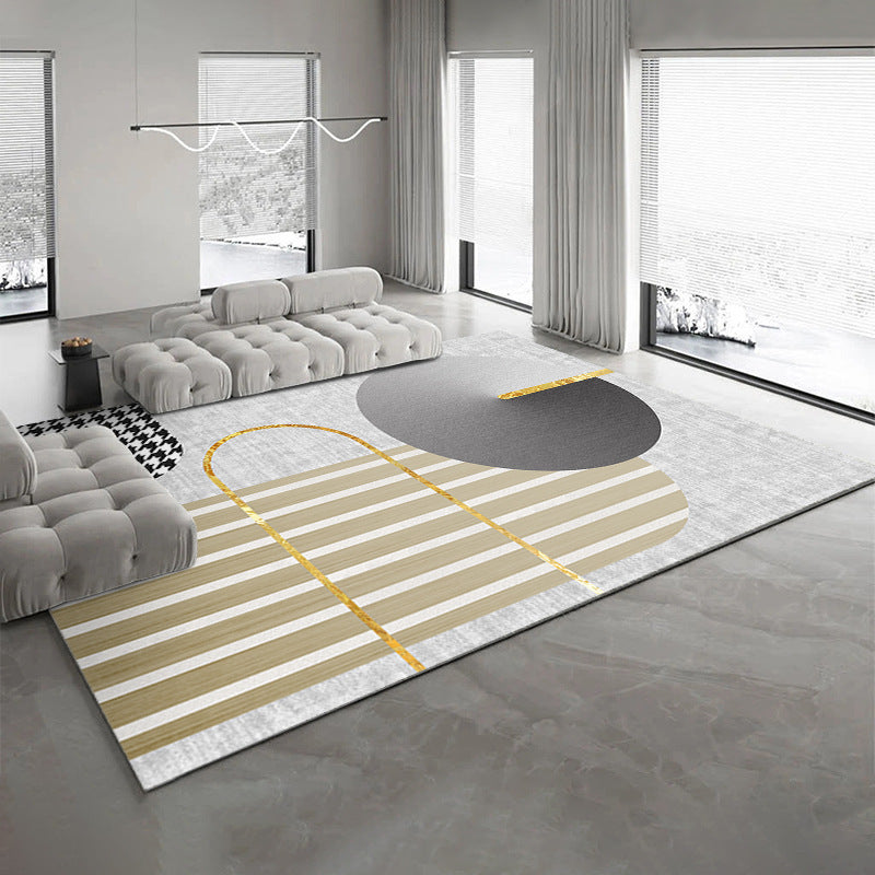 Light Luxury Style Rug Rectangle Shape Living Room Carpet Polyester Washable Area Rug