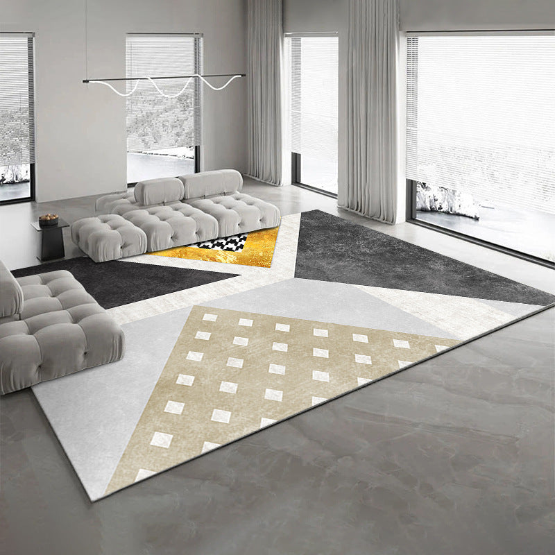 Light Luxury Style Rug Rectangle Shape Living Room Carpet Polyester Washable Area Rug