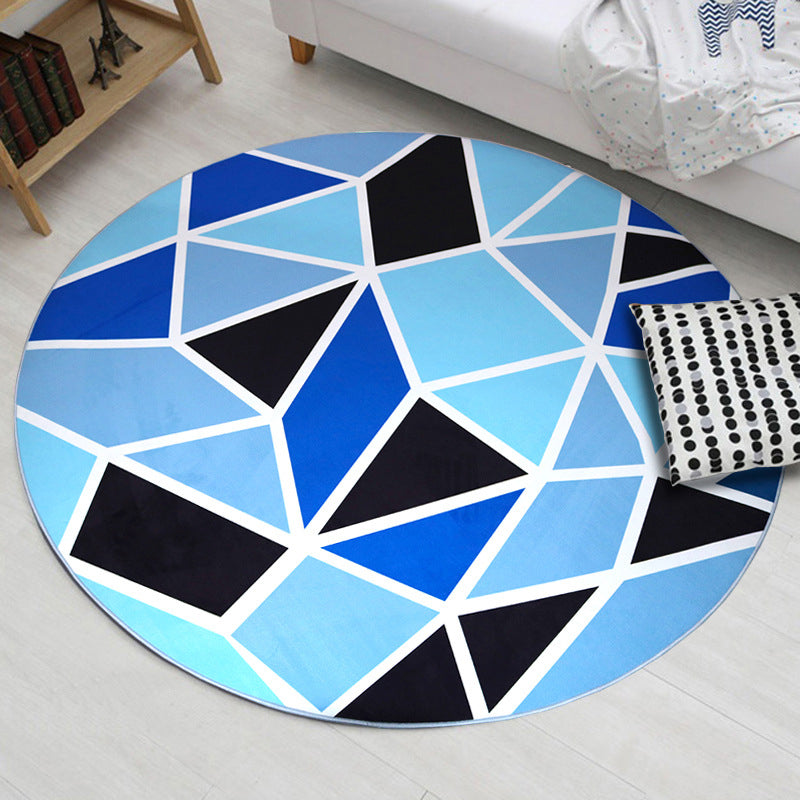 Geometric Pattern Rug Circular Stain Resistant Rug for Home Decor