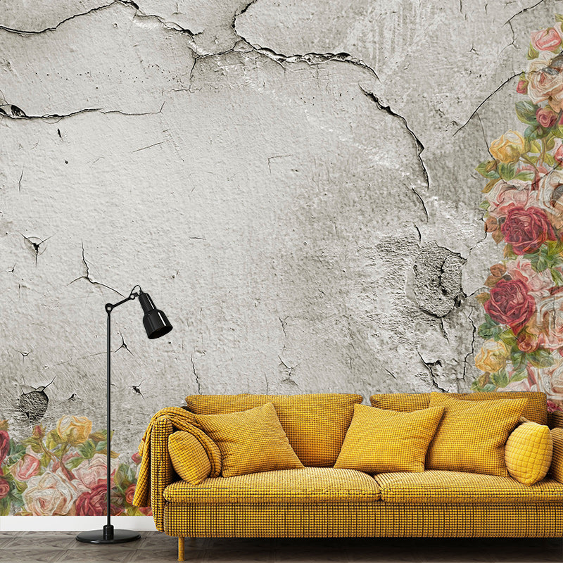 Mottled Brick Wall Wallpaper Mildew Resistant Sleeping Room Wall Mural