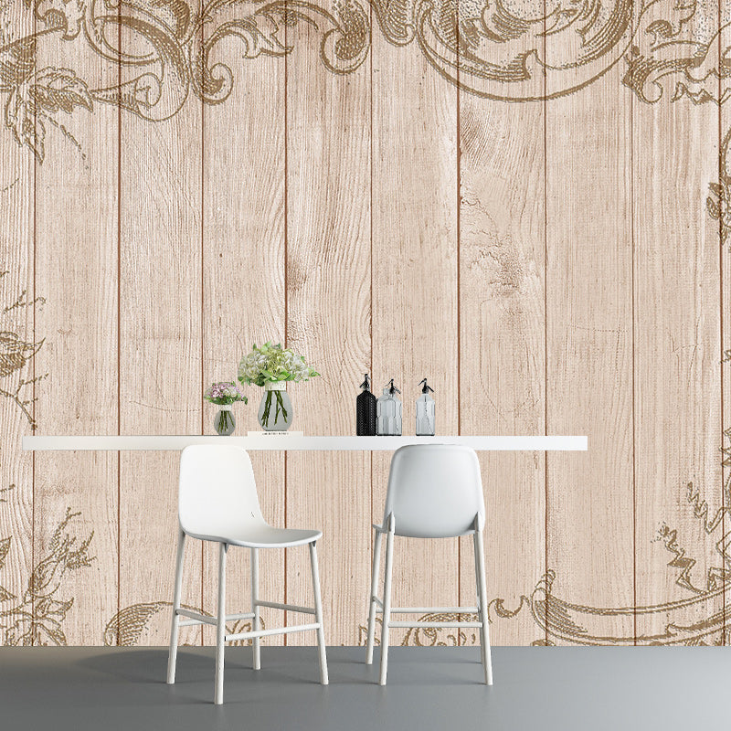 Environmental Illustration Mural Wallpaper Wood Grain Indoor Wall Mural