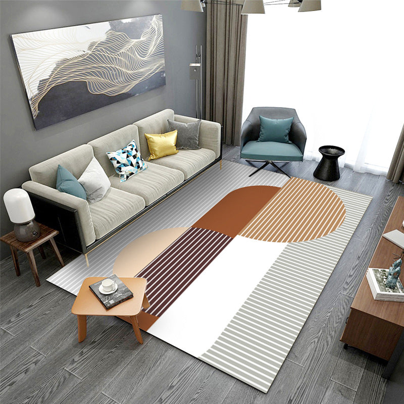 Geometric Pattern Modern Style Rug Rectangle Shape Stain Resistant Rug