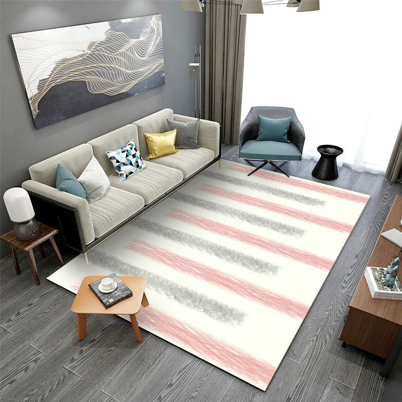 Geometric Pattern Modern Style Rug Rectangle Shape Stain Resistant Rug