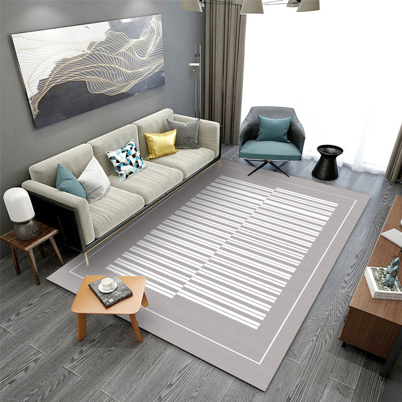 Geometric Pattern Modern Style Rug Rectangle Shape Stain Resistant Rug