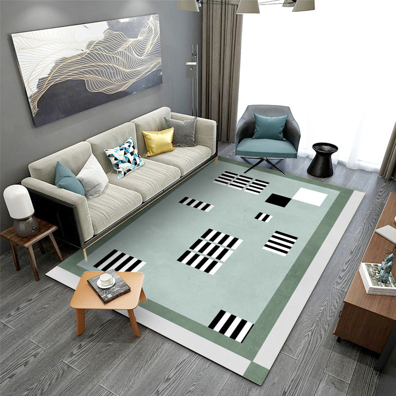 Geometric Pattern Modern Style Rug Rectangle Shape Stain Resistant Rug