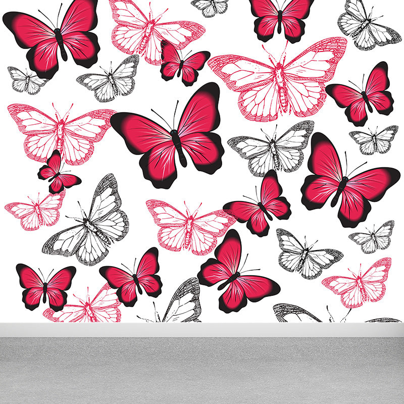 Modern Style Wall Mural Wallpaper Butterflies Illustration Bedroom Wall Mural