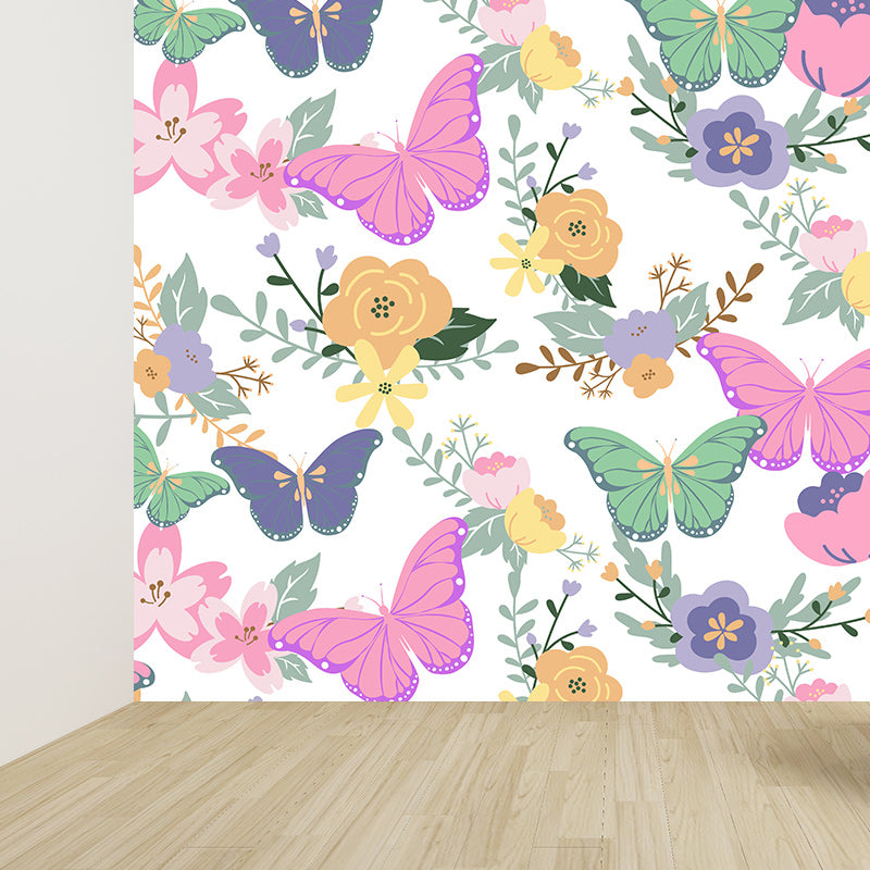 Modern Style Wall Mural Wallpaper Butterflies Illustration Bedroom Wall Mural