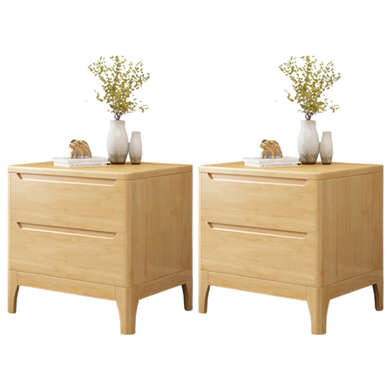 Solid Wood Accent Table Nightstand Contemporary Night Table with Drawers