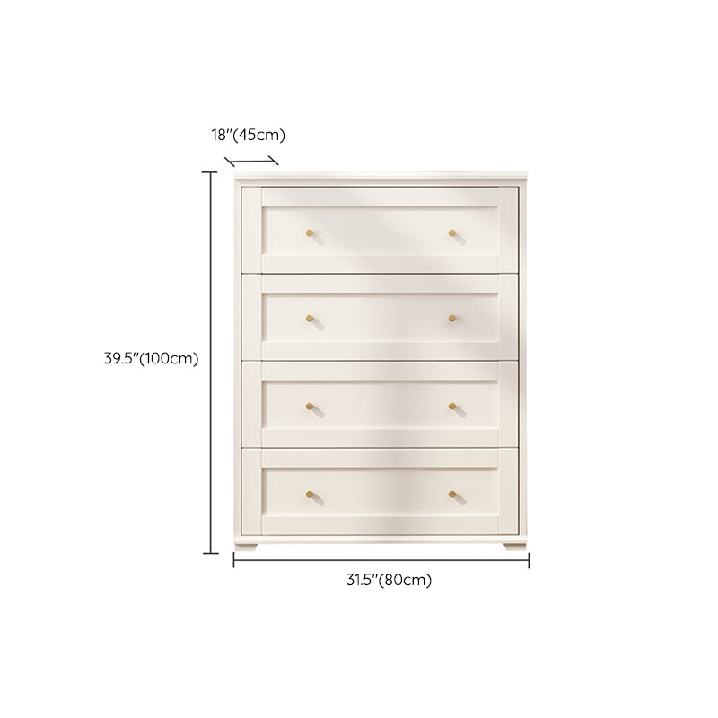 Glam White Chest Bedroom Solid Wood Storage Chest with Drawers