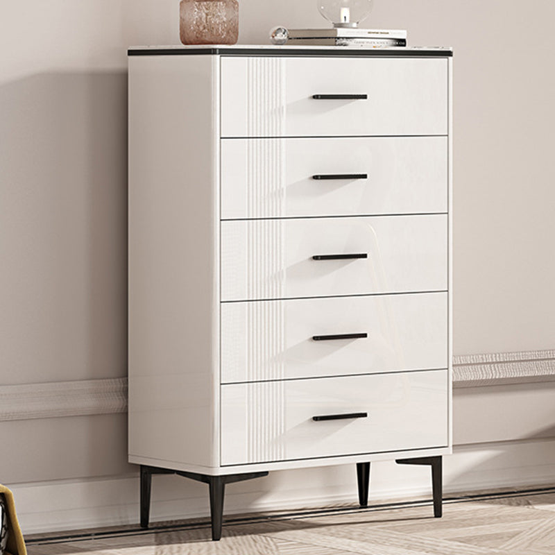 Contemporary Glam Stone Storage Chest Home Chest in White with Drawers