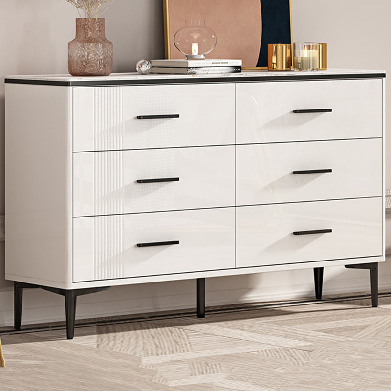 Contemporary Glam Stone Storage Chest Home Chest in White with Drawers