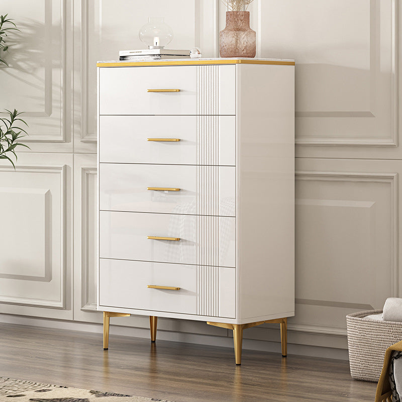 Contemporary Glam Stone Storage Chest Home Chest in White with Drawers