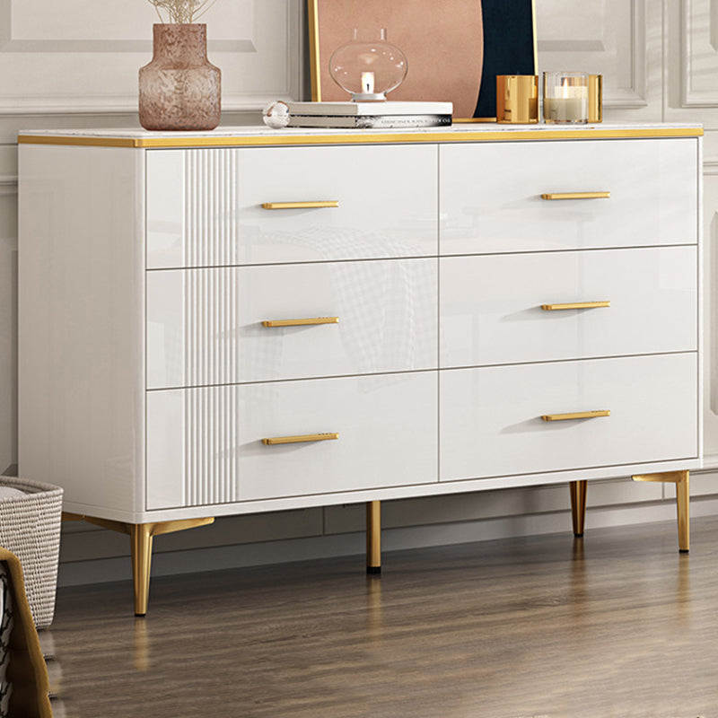 Contemporary Glam Stone Storage Chest Home Chest in White with Drawers