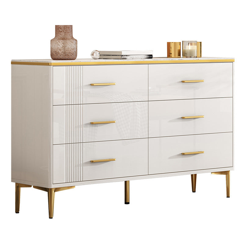 Contemporary Glam Stone Storage Chest Home Chest in White with Drawers