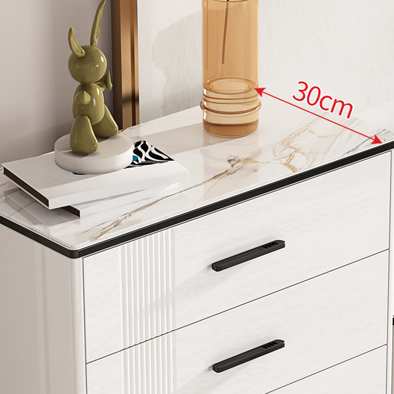 Contemporary Glam Stone Storage Chest Home Chest in White with Drawers