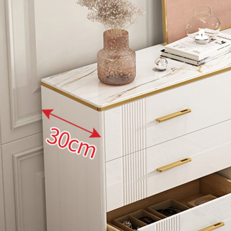 Contemporary Glam Stone Storage Chest Home Chest in White with Drawers