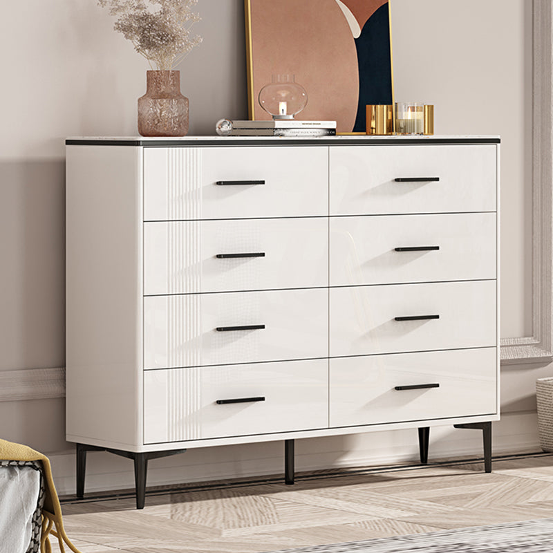 Contemporary Glam Stone Storage Chest Home Chest in White with Drawers