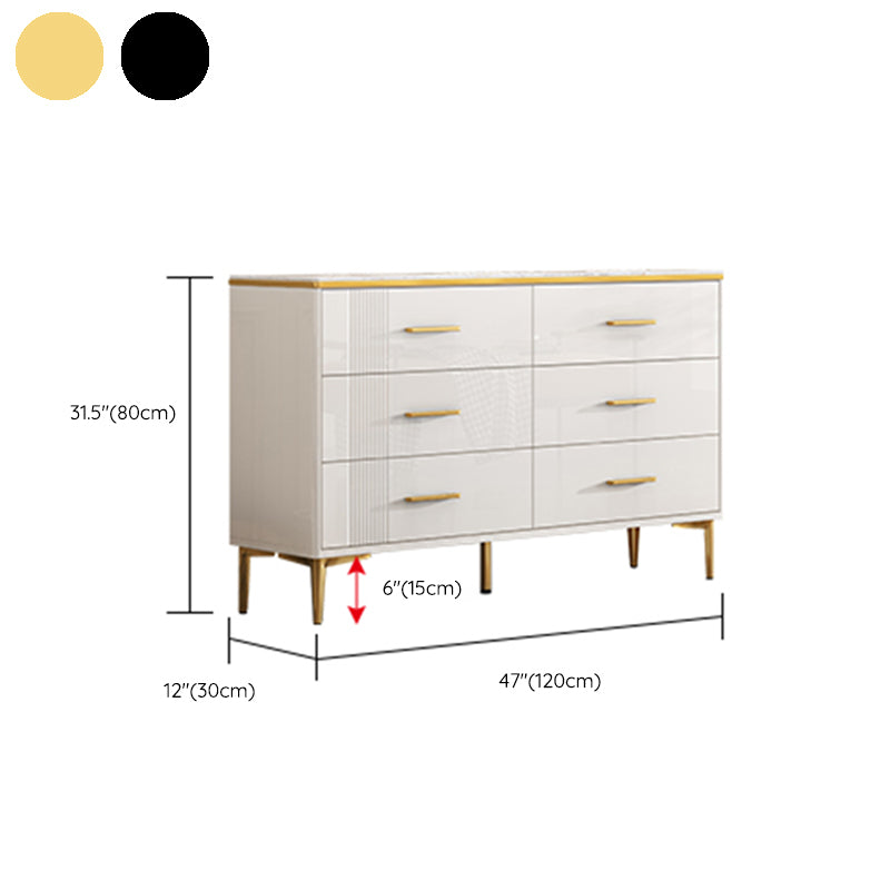 Contemporary Glam Stone Storage Chest Home Chest in White with Drawers