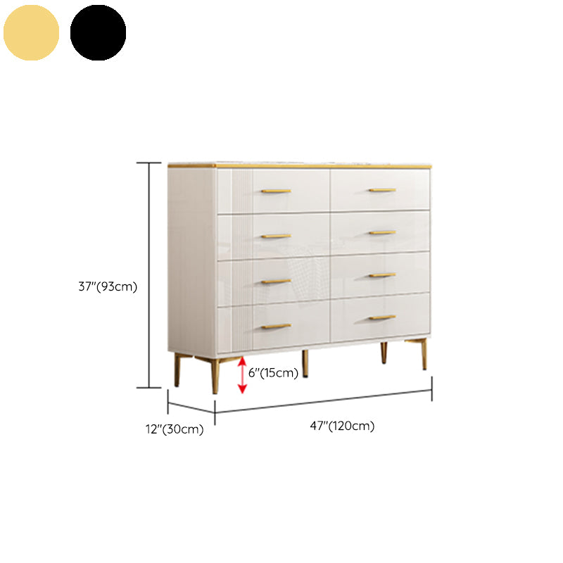 Contemporary Glam Stone Storage Chest Home Chest in White with Drawers