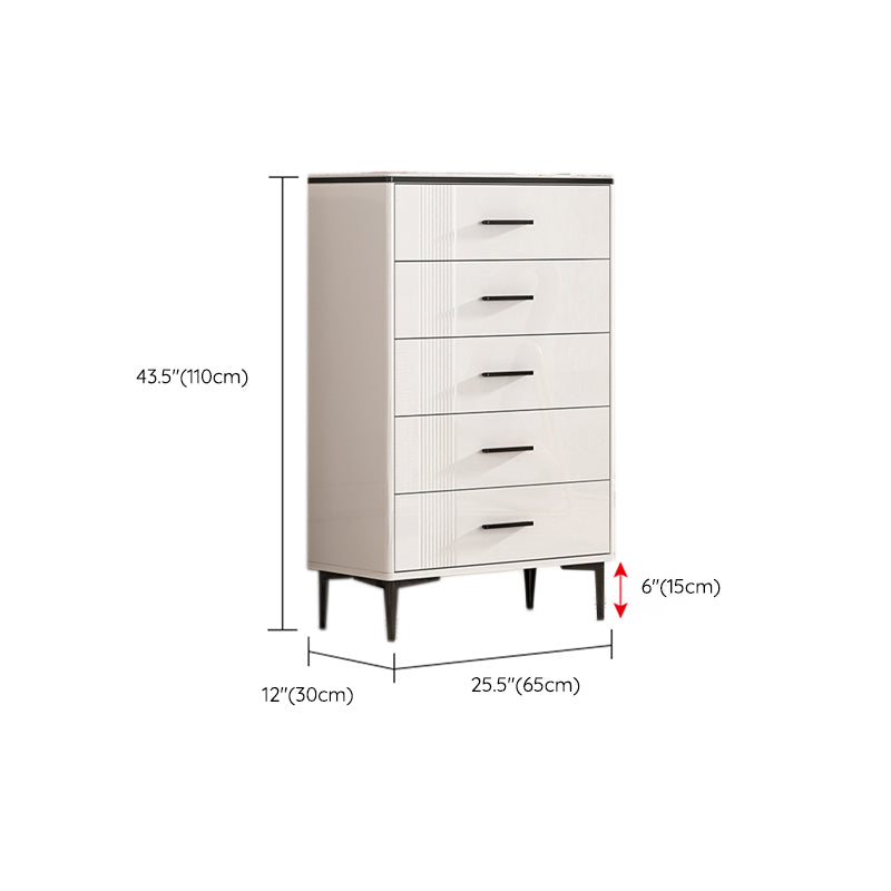 Contemporary Glam Stone Storage Chest Home Chest in White with Drawers