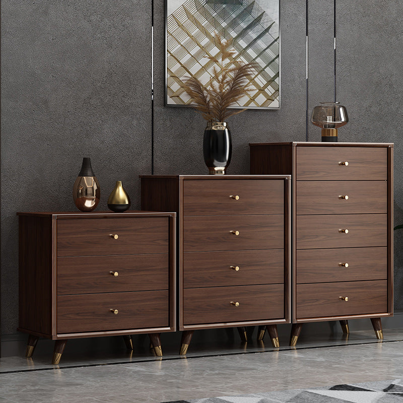 Glam Chest Bedroom Solid Wood Storage Chest in Brown with Drawers