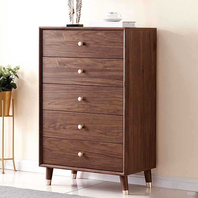 Glam Chest Bedroom Solid Wood Storage Chest in Brown with Drawers